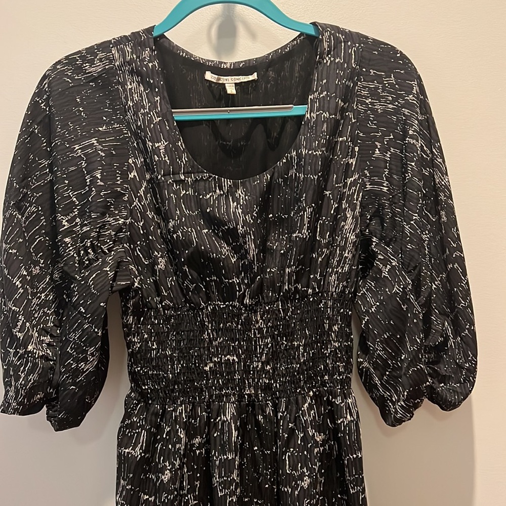 Black Blue Printed Dress - Collective Concepts